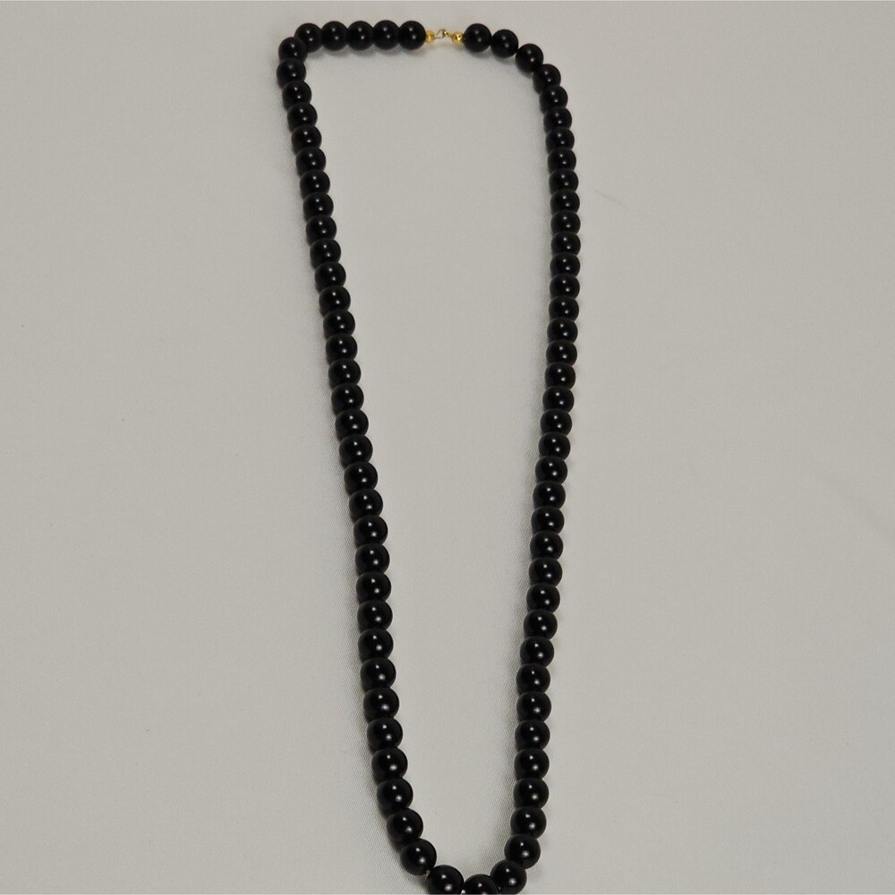 Black Beaded Necklace 12 inch Continuous Strand Classic Costume Jewelry